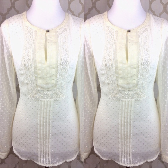 Daniel Rainn Ivory Lace Dotted Pull Over Tunic - Picture 2 of 7